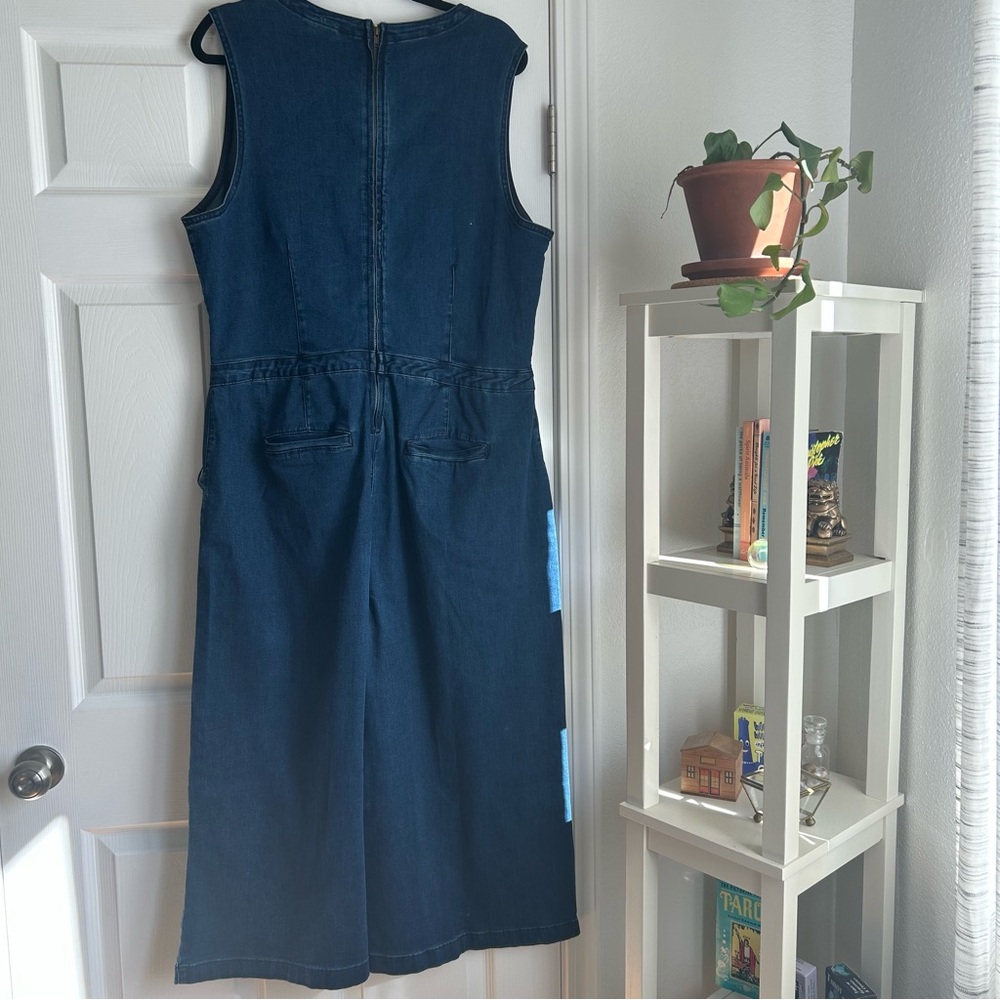 Ashley Stewart Dark Blue Denim Sleeveless Jumpsuit - Picture 4 of 4
